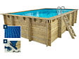 HABITAT ET JARDIN - Piscine bois rectangle " Panama 130 "- 6.20 x 4.10 x 1.30 m + Bâche à bulles 180 µ - Bâche hiver 280 g/m² + - vignette