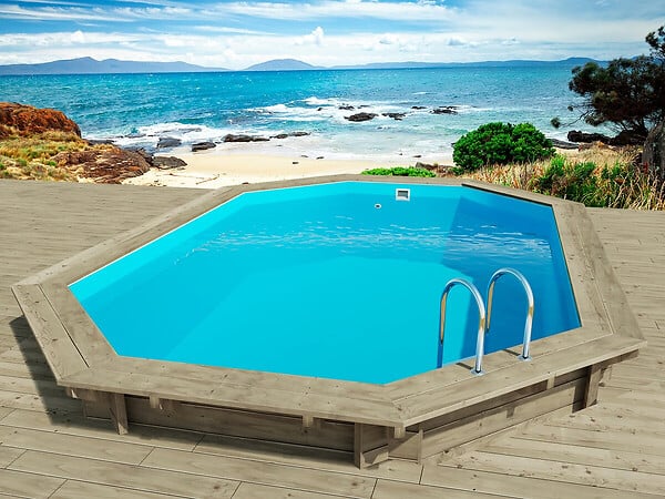 HABITAT ET JARDIN - Piscine bois "Florida 145 " - 6.57 x 4.57 x 1.44 m + Pompe à chaleur 6 kw/h inverter "PowerLine by Hayward" - Noir - large