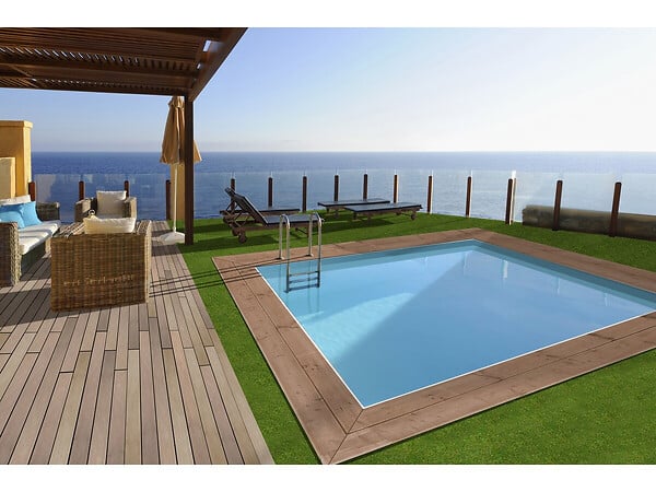 HABITAT ET JARDIN - Piscine bois rectangle " Caimans 140 " - 4.10 x 3.00 x 1.39  m + Pompe à chaleur  3.5 kw/h - large