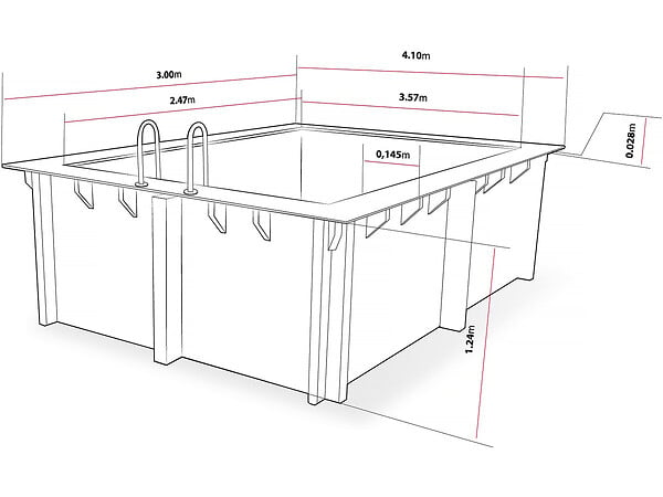 HABITAT ET JARDIN - Piscine bois rectangle " Caimans 140 " - 4.10 x 3.00 x 1.39  m + Pompe à chaleur  3.5 kw/h - large