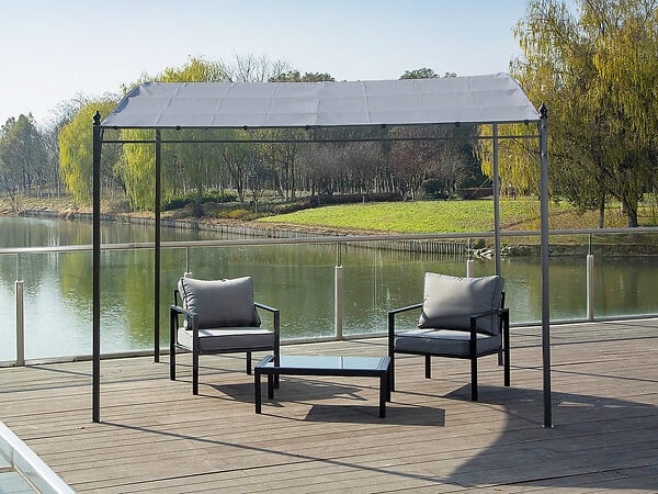 HABITAT ET JARDIN - Pergola adossée inclinée en métal - 3 x 2.5 m - Gris - large