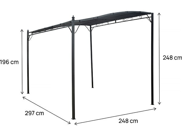 HABITAT ET JARDIN - Pergola adossée inclinée en métal - 3 x 2.5 m - Gris - large