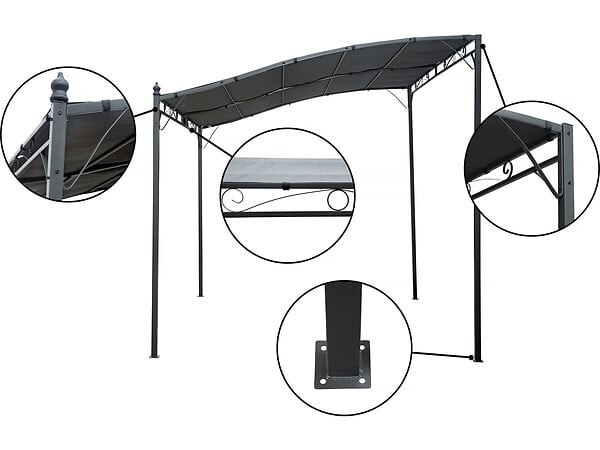 HABITAT ET JARDIN - Pergola adossée inclinée en métal - 3 x 2.5 m - Gris - large