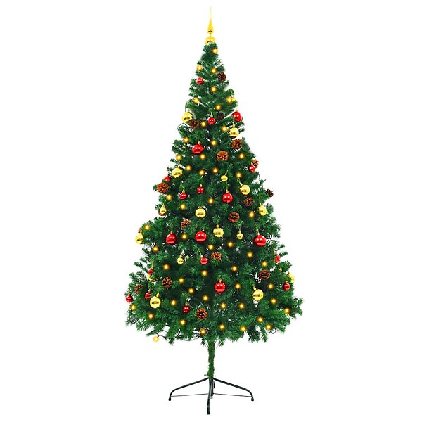 VIDAXL - vidaXL Arbre de Noël artificiel pré-éclairé avec boules vert 210 cm - large