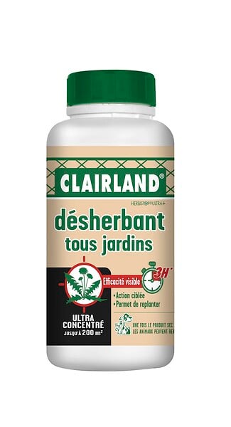 CLAIRLAND - Désherbant ultra concentré - 1L - Action rapide - large