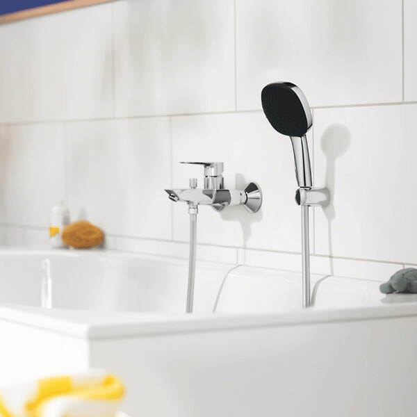 GROHE - Pack mitigeur mécanique bain douche Start Loop chromé + Douchette 2 jets Vitalio Comf.110 et flexible - large