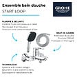 GROHE - Pack mitigeur mécanique bain douche Start Loop chromé + Douchette 2 jets Vitalio Comf.110 et flexible - vignette