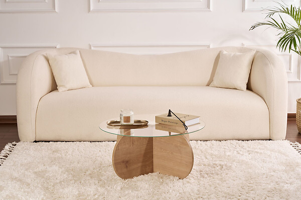 HABITAT ET JARDIN - Table basse en bois "Aeris" - 75 x 75 x 35 cm - Chêne SaphirTransparent - large