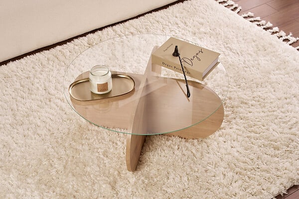 HABITAT ET JARDIN - Table basse en bois "Aeris" - 75 x 75 x 35 cm - Chêne SaphirTransparent - large
