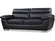 HABITAT ET JARDIN - Canapé fixe en cuir reconstitué et PVC "Dallas" - 210 X 88 X 90 cm - 3 places - Noir - vignette
