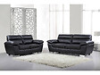 HABITAT ET JARDIN - Canapé fixe en cuir reconstitué et PVC "Dallas" - 210 X 88 X 90 cm - 3 places - Noir - vignette