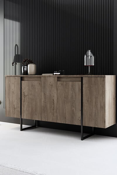 HABITAT ET JARDIN - Buffet en bois "Luxe" - 160 x 35 x 80 cm - Noyer Noir - large