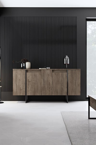 HABITAT ET JARDIN - Buffet en bois "Luxe" - 160 x 35 x 80 cm - Noyer Noir - large