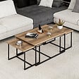 HABITAT ET JARDIN - Table gigogne (3 pièces) en bois "Levada" - 90 x 60 x 42 cm - Noyer - vignette