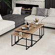 HABITAT ET JARDIN - Table gigogne (3 pièces) en bois "Levada" - 90 x 60 x 42 cm - Noyer - vignette