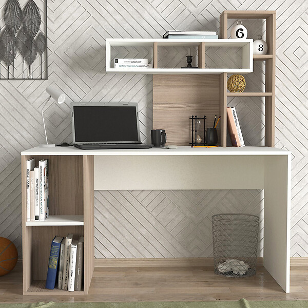 HABITAT ET JARDIN - Bureau en bois "Coral" - 140 x 60 x 153 cm - Cordoue blanche - large