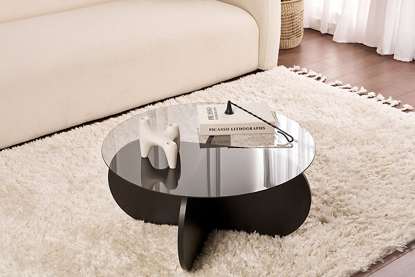 HABITAT ET JARDIN - Table basse en bois "Aeris" - 75 x 75 x 35 cm - Bois NoirTransparent - large