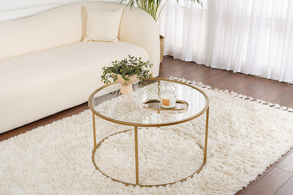 HABITAT ET JARDIN - Table basse en métal "Aurum" - 80 x 80 x 43 cm - Or Transparent - large