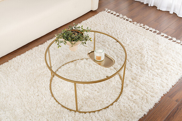 HABITAT ET JARDIN - Table basse en métal "Aurum" - 80 x 80 x 43 cm - Or Transparent - large