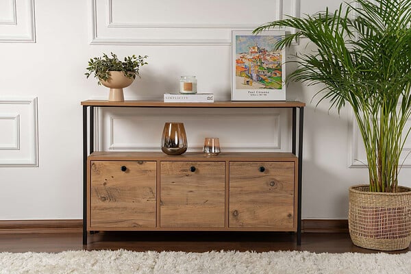 HABITAT ET JARDIN - Console en bois "Solace" - 120 x 29 x 77 cm - Pin atlantique Noir - large