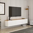HABITAT ET JARDIN - Meuble TV en bois "West" - 150 x 32 x 30 cm - Pin blanc de l'Atlantique - vignette