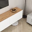 HABITAT ET JARDIN - Meuble TV en bois "West" - 150 x 32 x 30 cm - Pin blanc de l'Atlantique - vignette