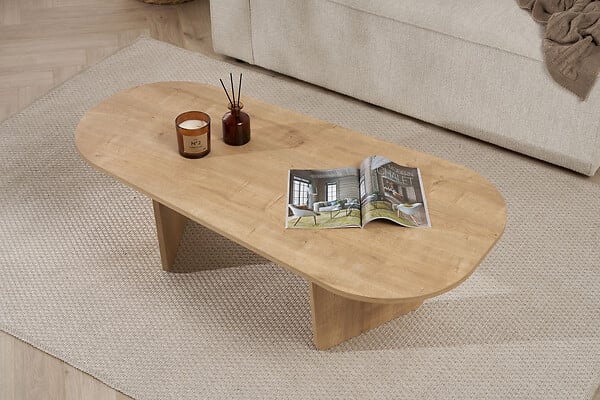 HABITAT ET JARDIN - Table basse en bois "Ovalis" - 130 x 65 x 40 cm - Chêne - large