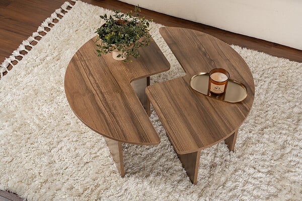 HABITAT ET JARDIN - Table basse en bois "Moira" -  90 x 90 x 41 cm - Noyer - large
