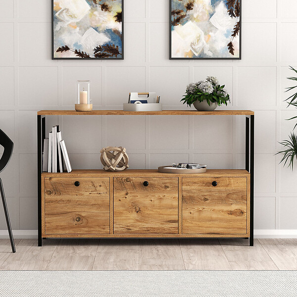 HABITAT ET JARDIN - Buffet en bois "Nero" - 120 x 30 x 75 cm - Pin atlantique Noir - large