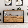 HABITAT ET JARDIN - Buffet en bois "Nero" - 120 x 30 x 75 cm - Pin atlantique Noir - vignette