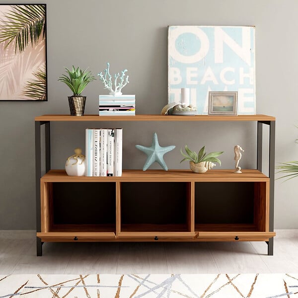 HABITAT ET JARDIN - Buffet en bois "Nero" - 120 x 30 x 75 cm - Pin atlantique Noir - large