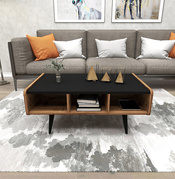 HABITAT ET JARDIN - Table basse en bois "Line " - 90 x 56 x 40 cm - Noyer clair - large