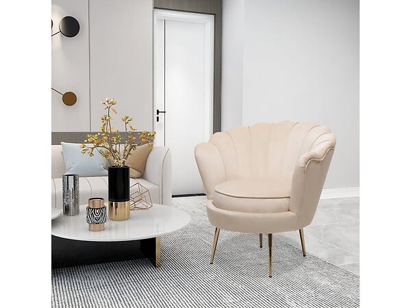 HABITAT ET JARDIN - Fauteuil en velours "Floria" - 70 x 73 x 76 cm - Beige - large
