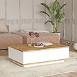 HABITAT ET JARDIN - Table basse en bois "FR14" - 90 x 60 x 28 cm - Pin atlantiqueBlanc - vignette