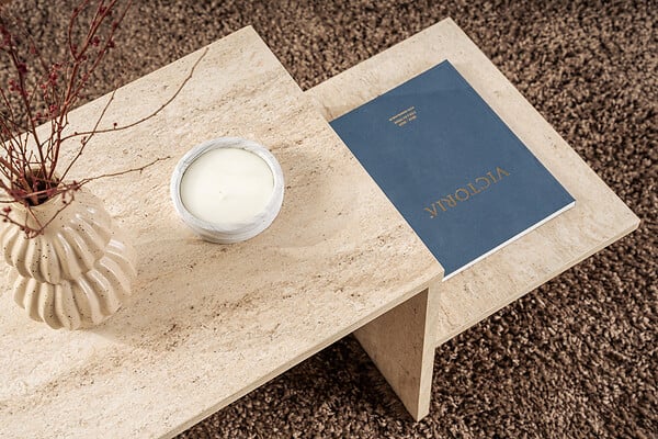 HABITAT ET JARDIN - Table basse en bois "Harmony" - 80 x 40 x 40 cm - Travertin - large