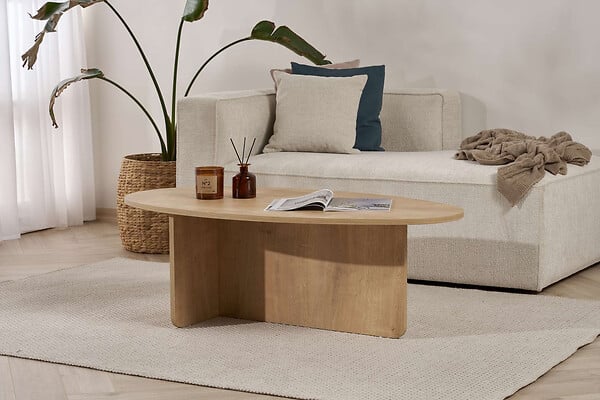 HABITAT ET JARDIN - Table basse en bois "Orba" - 120 x 65 x 40 cm - Chêne - large