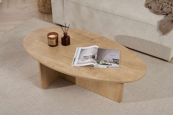 HABITAT ET JARDIN - Table basse en bois "Orba" - 120 x 65 x 40 cm - Chêne - large