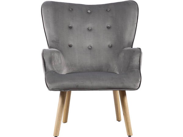 HABITAT ET JARDIN - Fauteuil style scandinave velours "Odense" - 73 x 81 x 92.5 cm - 1 place - Gris - large