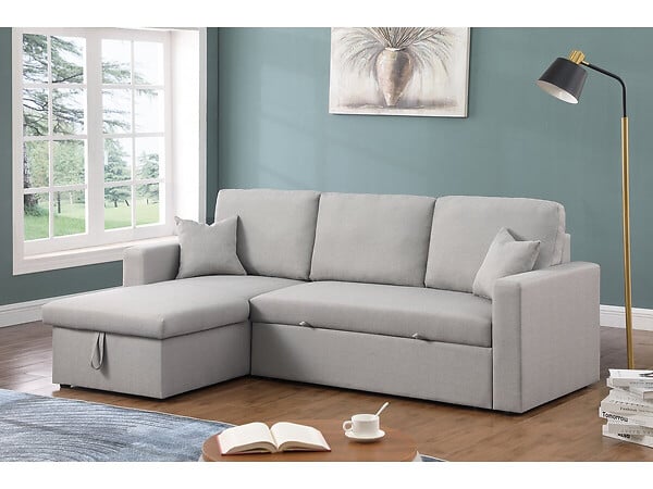 HABITAT ET JARDIN - Canapé d'angle convertible/ réversible avec coffre "Alain" - 3 places - Gris clair - large