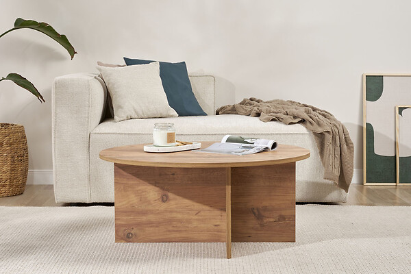 HABITAT ET JARDIN - Table basse en bois "Soleil" - 90 x 90 x 40 cm - Pin atlantique - large