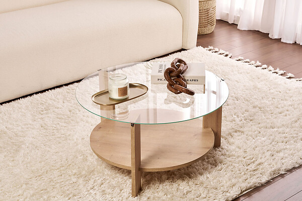 HABITAT ET JARDIN - Table basse en bois "Clara" - 75 x 75 x 40 cm - Chêne SaphirTransparent - large