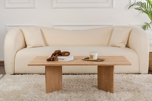 HABITAT ET JARDIN - Table basse en bois "Sabin" - 60 x 119 x 40 cm - Chêne Saphir - large