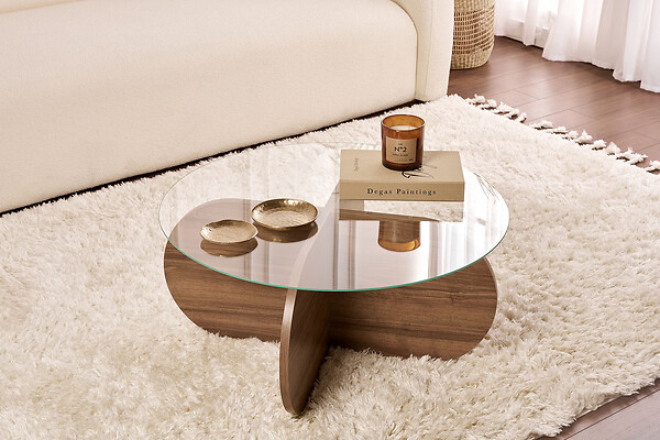 HABITAT ET JARDIN - Table basse en bois "Aeris" - 75 x 75 x 35 cm - NoyerTransparent - large
