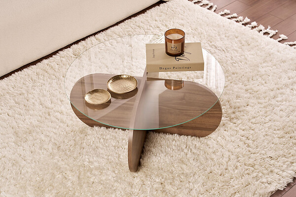 HABITAT ET JARDIN - Table basse en bois "Aeris" - 75 x 75 x 35 cm - NoyerTransparent - large