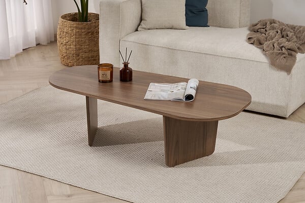 HABITAT ET JARDIN - Table basse en bois "Ovalis" - 130 x 65 x 40 cm - Noyer - large
