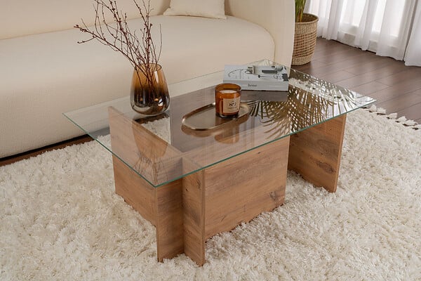 HABITAT ET JARDIN - Table basse en bois "Vetrino" - 105 x 65 x 40 cm - Pin atlantique - large
