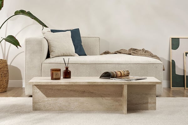 HABITAT ET JARDIN - Table basse en bois "Harbor" - 120 x 45 x 30 cm - Travertin - large