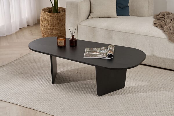 HABITAT ET JARDIN - Table basse en bois "Ovalis" - 130 x 65 x 40 cm - Bois Noir - large