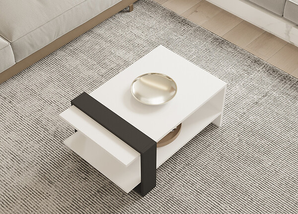 HABITAT ET JARDIN - Table basse en bois "Funda" - 80 x 55 x 35 cm - AnthraciteBlanc - large