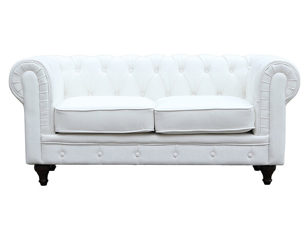 HABITAT ET JARDIN - Canapé fixe Chesterfield "Aliza" - 157 x 82 x 70 cm - 2 places - Blanc - large